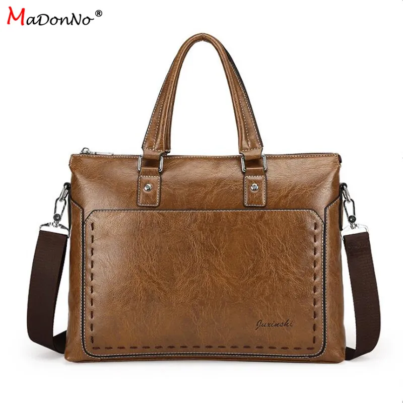 

MaDonNo' Men's Business Computer Bag PU Leather Casual Fashion Multifunctional 14-inch Laptop Messenger Bags