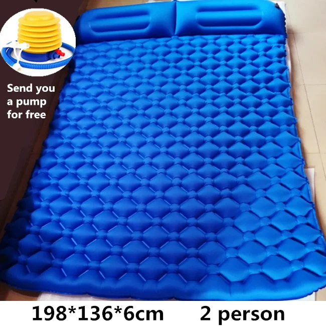 2 человека воздуховлагостойкие коврики для кемпинга надувная подушка для пикника на открытом воздухе пляжное Клетчатое одеяло для отдыха дома мягкая кровать дорожные маты - Цвет: 6