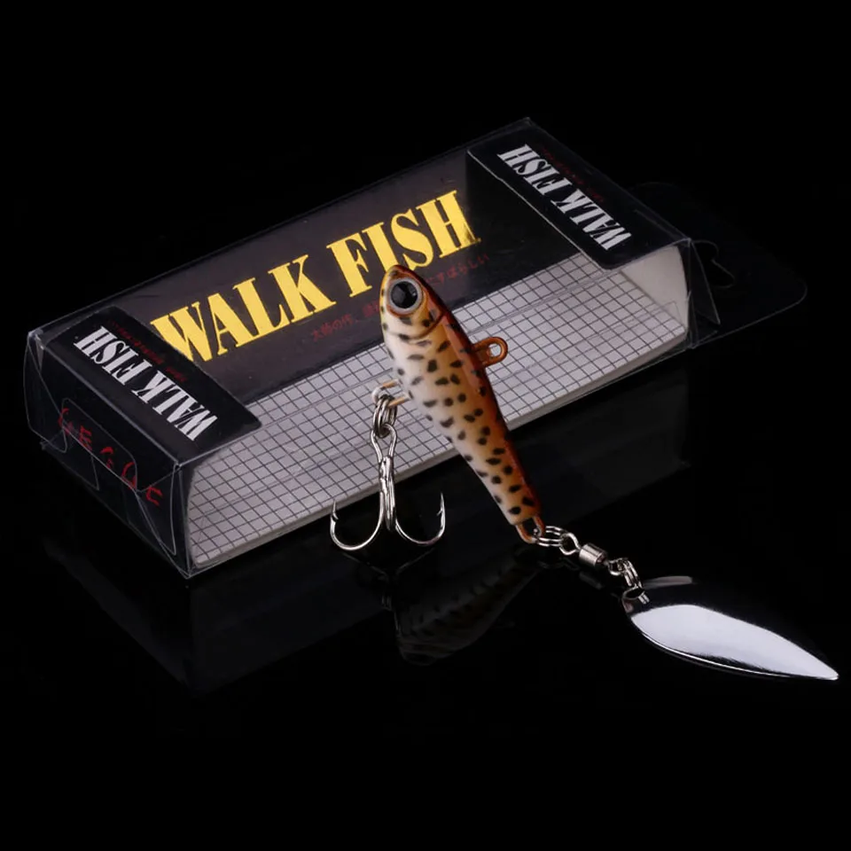 WALK FISH 1 шт. Металлическая Ложка Vib рыболовная приманка блестки Спиннербейт 21,8 г Тонущая вибрационная приманка с вращающимися спиннерами ложка приманка - Цвет: C 3