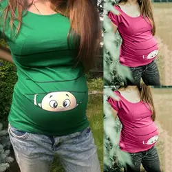 Топы для беременных женщин короткий рукав милый ребенок мультфильм печатных футболка Enfermera летняя хлопковая одежда для женщин платье S-2XL