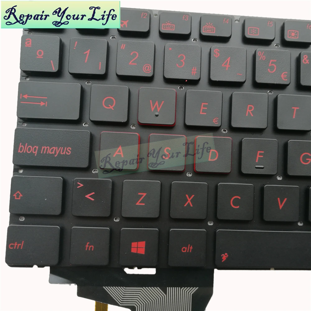Teclado do Portátil para Asus Layout com Luz de Fundo Reparar Você Vida Gl552vw Gl552vx Gl552jx sp Teclado Espanha Vermelho Novo Gl552 Gl552vl - Imagem 3