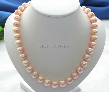 

17" 12MM PINK ROUND FRESHWATER PEARL NECKLACE