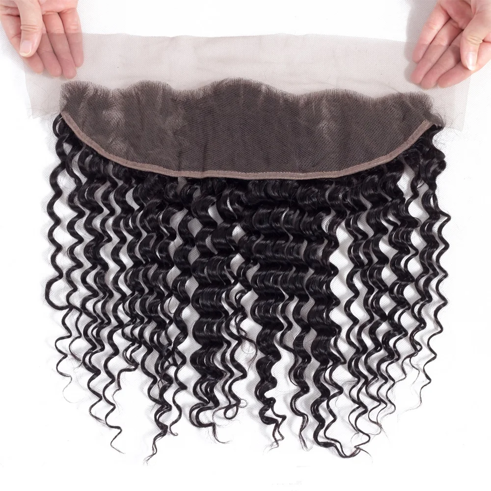 QT Hair Brazilian Deep Wave 100% Human Hair Frontal Natural Black Remy Hair Extension Free Shipping