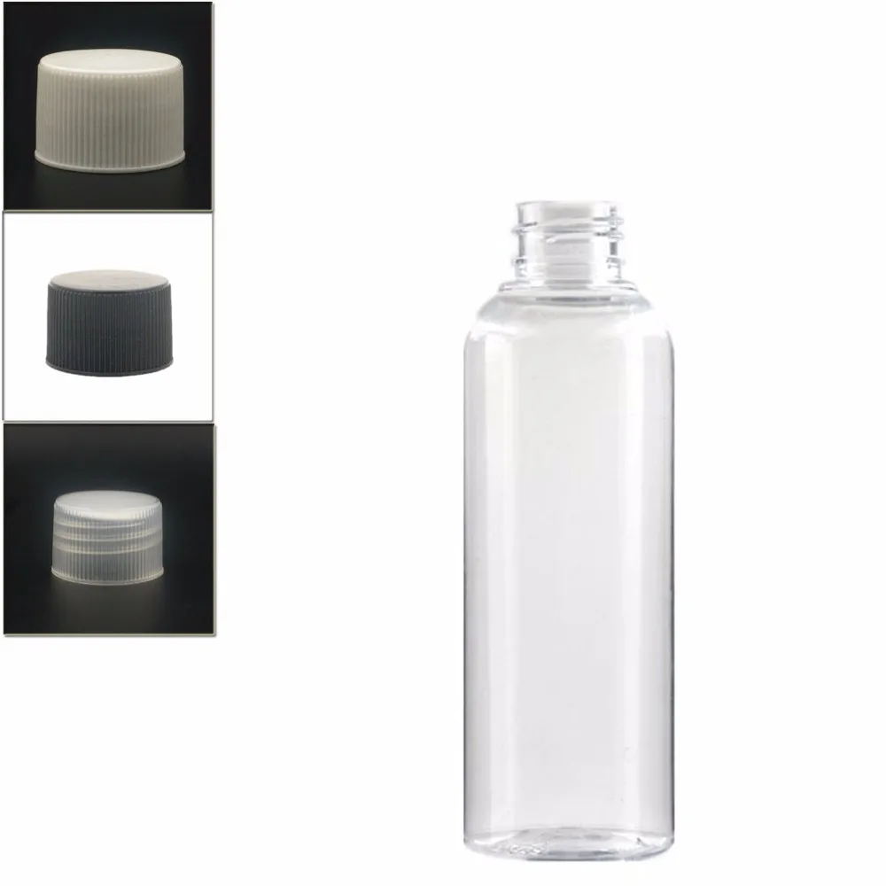 

200ml Plastic Non-Dispensing cap Bottles, empty clear PET bottle with black/wite/transparent ribbed screw cap
