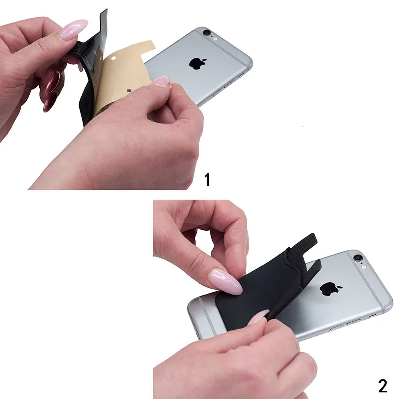 Klsyanyo Adhesive Sticker Cover Mobile Phone Back Card Holder Silicone Small Bus Card Case Pouch for Cell Phone