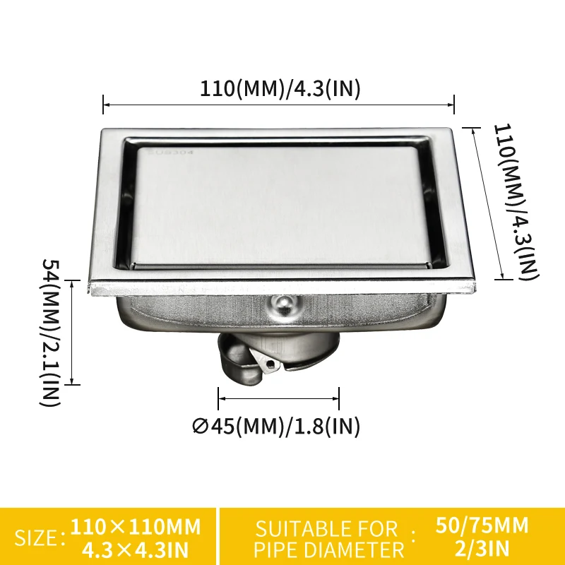100 мм* 100 мм напольная сливная плитка невидимая вставка квадратный пол отходы решетки Ванная комната Душ слив большой поток Слив С отходов Решетка - Цвет: Middle Gravity Type