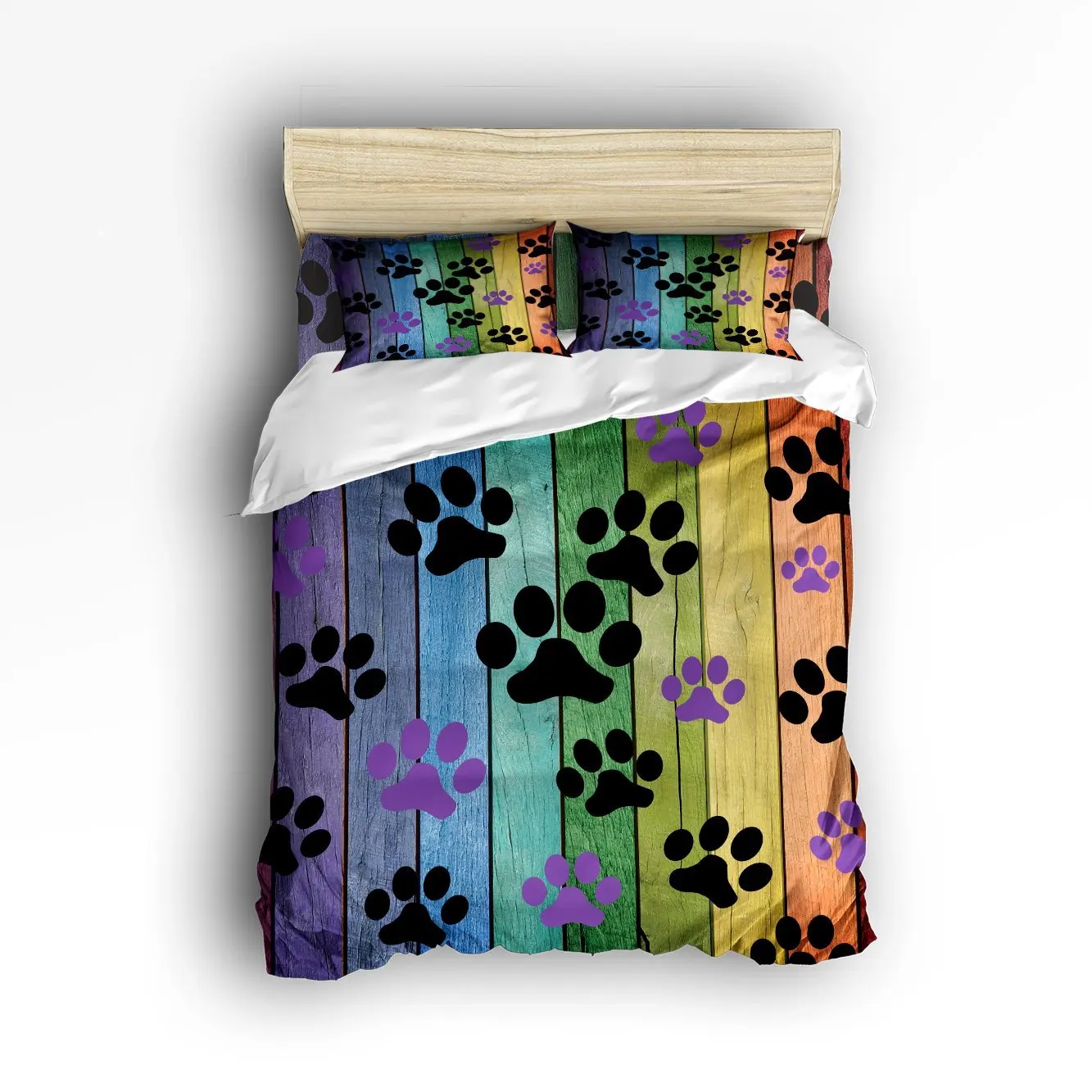 Us 115 49 25 Off Full Size Bedding Set Colorful Puppy Dog Paws Print Duvet Cover Bedspread For Childrens Kids Teens S 4 Piece In