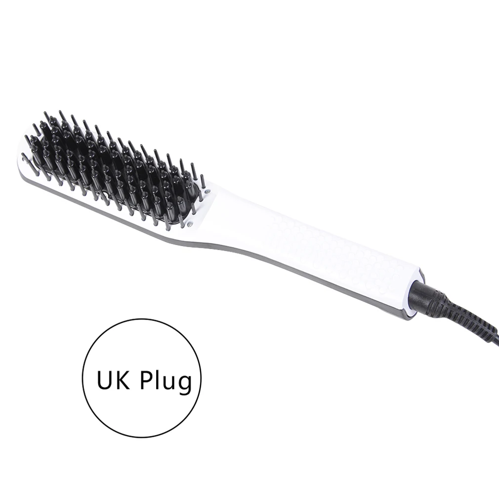 Автоматическая мощность 50 Вт Расческа для прямых волос с нагревательными элементами контроль температуры высококачественные нагревательные щетки для женщин - Цвет: white UK Plug
