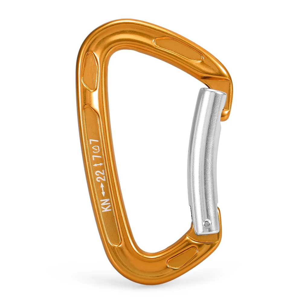 22KN / 24KN Climbing Canyoning Backpacking Hammocks Key Nose Carabiner Straight/Bent Gate Carabiner Non-locking Gate Carabiner - Цвет: Bent gate-Orange