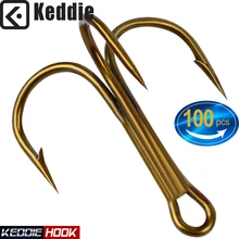 100 шт./лот высокие крючки из углеродистой стали рыболовные снасти круглый изгиб тройной бас соленой воды 1/0#-14# черный/коричневый/серебристый тройной крючок