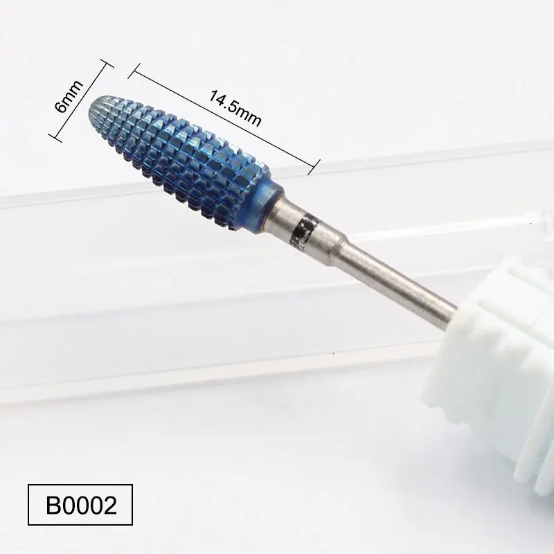 Синие вольфрамовые круглые фрезы для ногтей, твердосплавные фрезы для маникюра, керамические сверла, Электрический станок, аксессуары для ногтей - Цвет: B0002