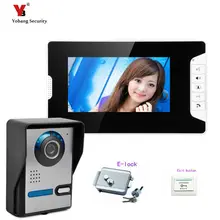 Yobang Security 7 Inch Screen Video Record Door Phone Intercom System Doorbell IR Camera Intercom Door bell+Electric lock