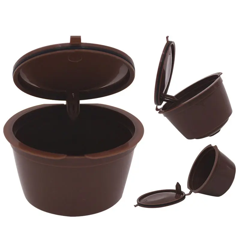 

Reusable Filters Coffee Capsule Cup Pod for Nescafe Dolce Gusto Coffee Machine Capsules SET 2 cups and 1pcs spoon Brown Color