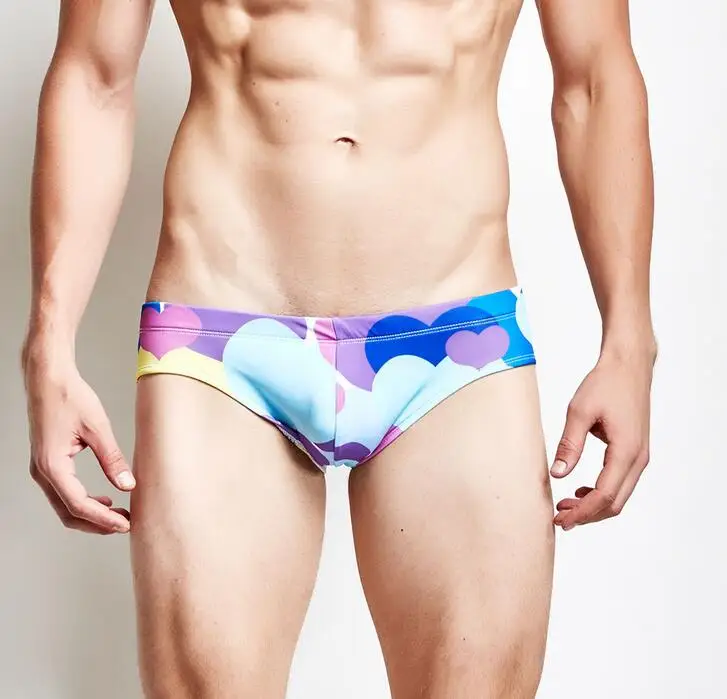 Новые Сексуальные мужские плавки для плавания с низкой посадкой, купальные плавки, купальные костюмы с принтом в горошек, купальный костюм, водно-горячий мужской костюм, трусы для серфинга, пляжа - Цвет: purple heart