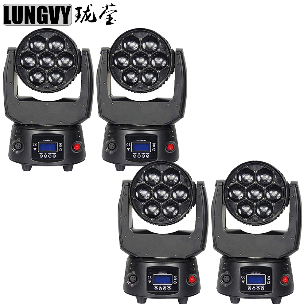 

Free Shipping 4pcs/Lot LY 7x15W Bee Eye Led Moving Head Light RGBW 4in1 Zoom Moving Wash Stage Lights For Disco Bar