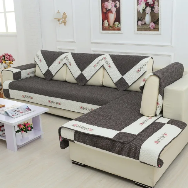 Coffee Flower Home Sofa Cover 100 Cotton Plain Printed Patchwork Coffee Flower Home Sofa Cover 100 Cotton Plain Printed Patchwork Quilting Pads Slip Resistant