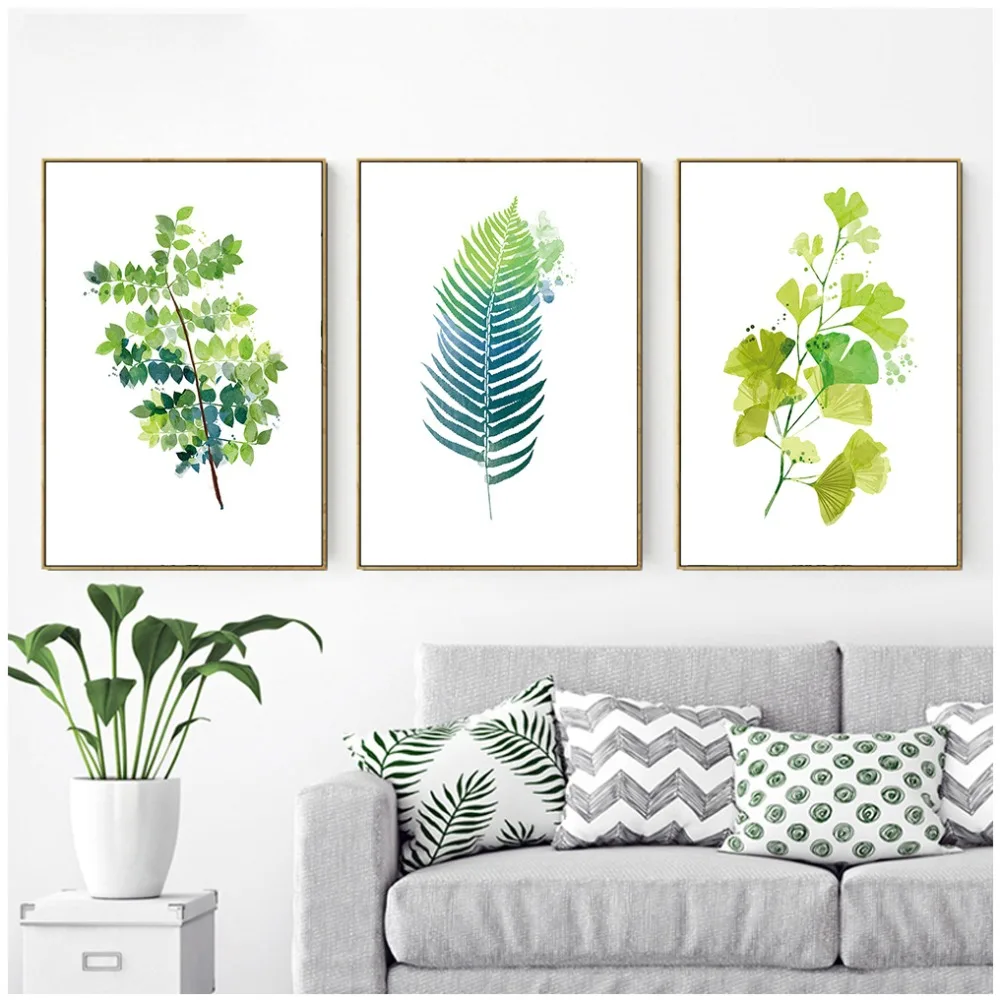 

Watercolor Art Canvas Poster Tropical leaves Nordic Wall Art Canvas Painting Wall Pictures For Living Room Decoration Home