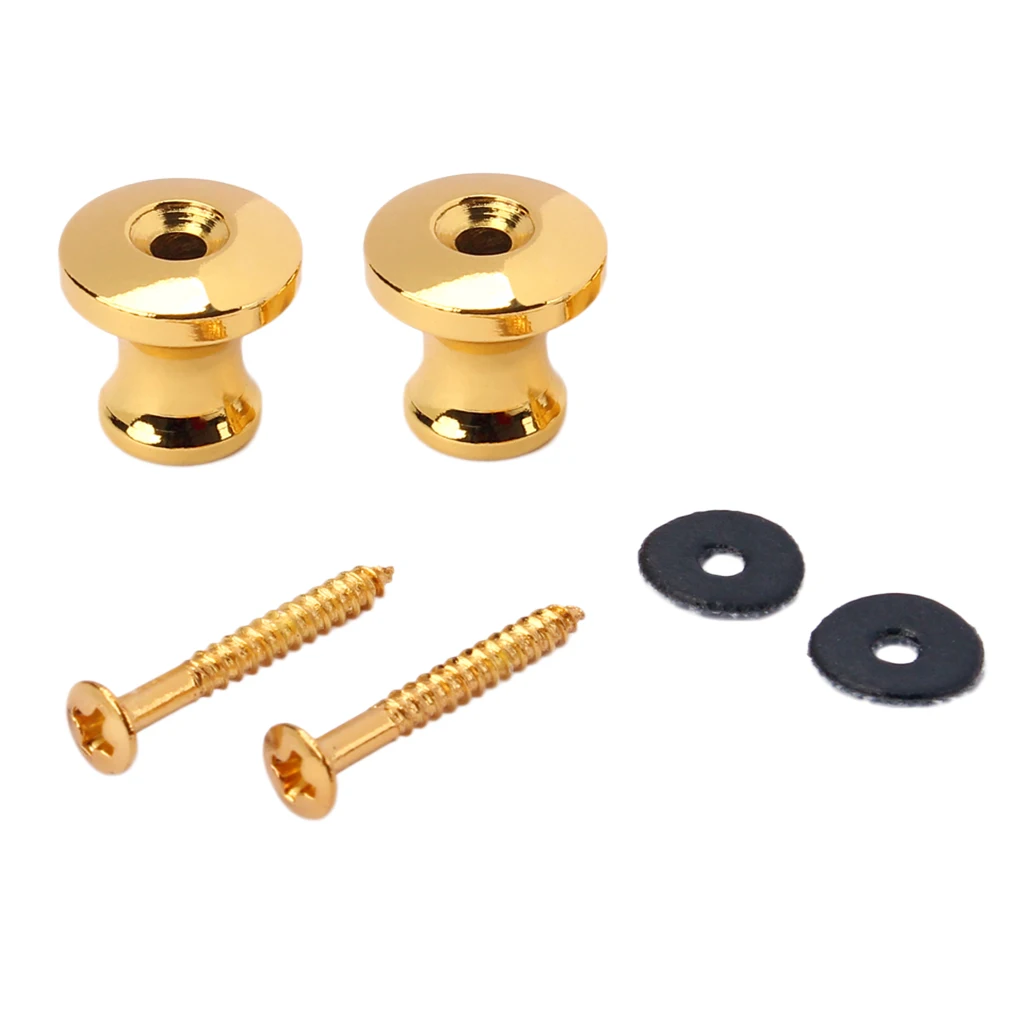 2Pcs Guitar Gold Strap Button Lock Screw End Pins for Mandolin Guitar Bass Replacement Parts