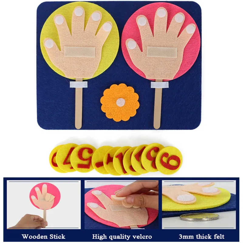 

Finger Ro Sham Bo Game Early Learning Digital Kindergarten Teaching Toys Intellectual Numbers Felt Craft DIY Package For Kids