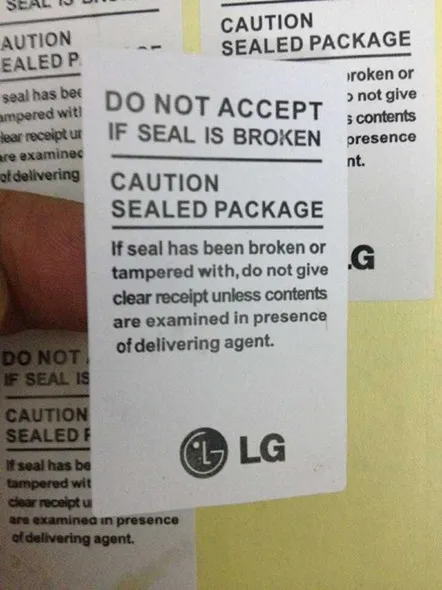 

100pcslot high quality adhesive sticker for LG Seal Label Sticker For LG F100 F180 F200 G1 G2 Nexus Package Box Sealing Strip
