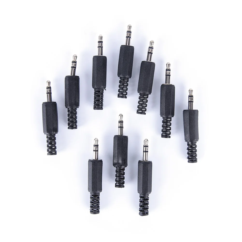 

10Pcs 3.5mm Audio Jack Plug Headphone male Connector 3.5mm jack plug 3.5 stereo plug Black