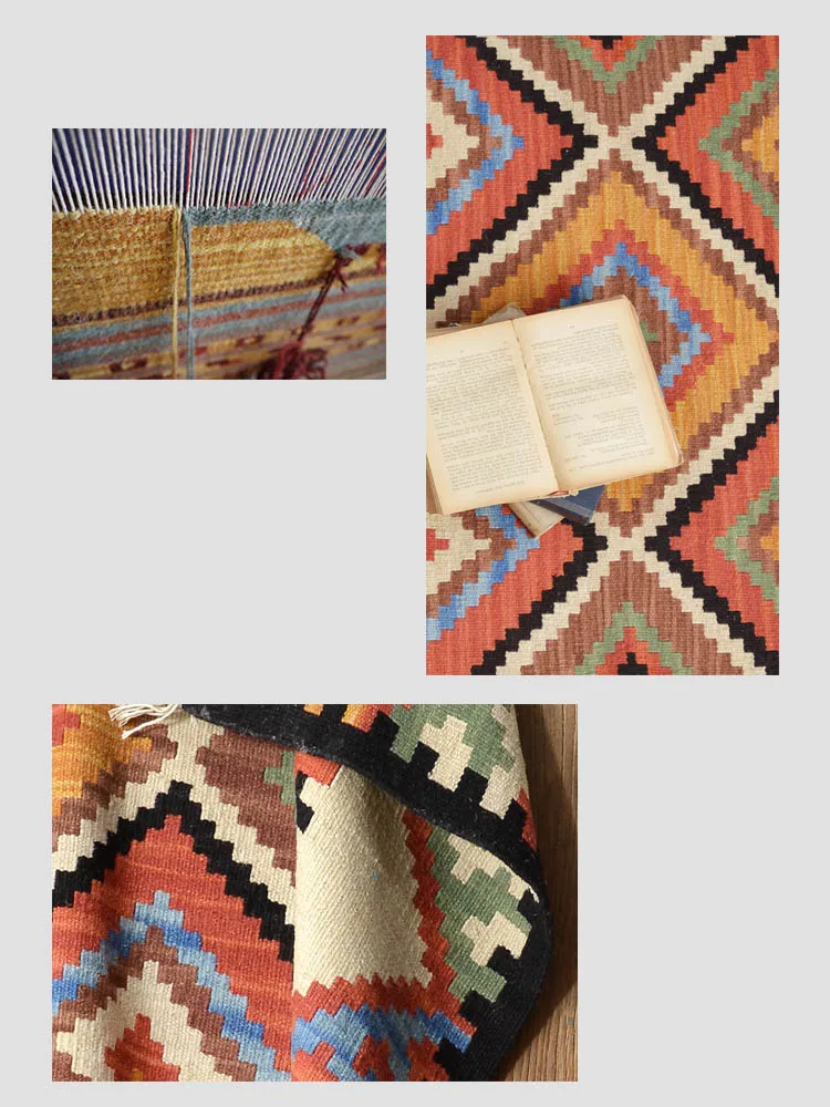 Килим шерсть ручной работы ковер геометрический индийский плед полосатый современный Гобелен Коврик дизайн богемный скандинавский стиль