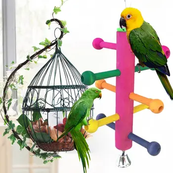 

1PC Bird Parrot Perch Stand Play Fun Toys Cage Gym Climbing Wooden Rotate Ladder