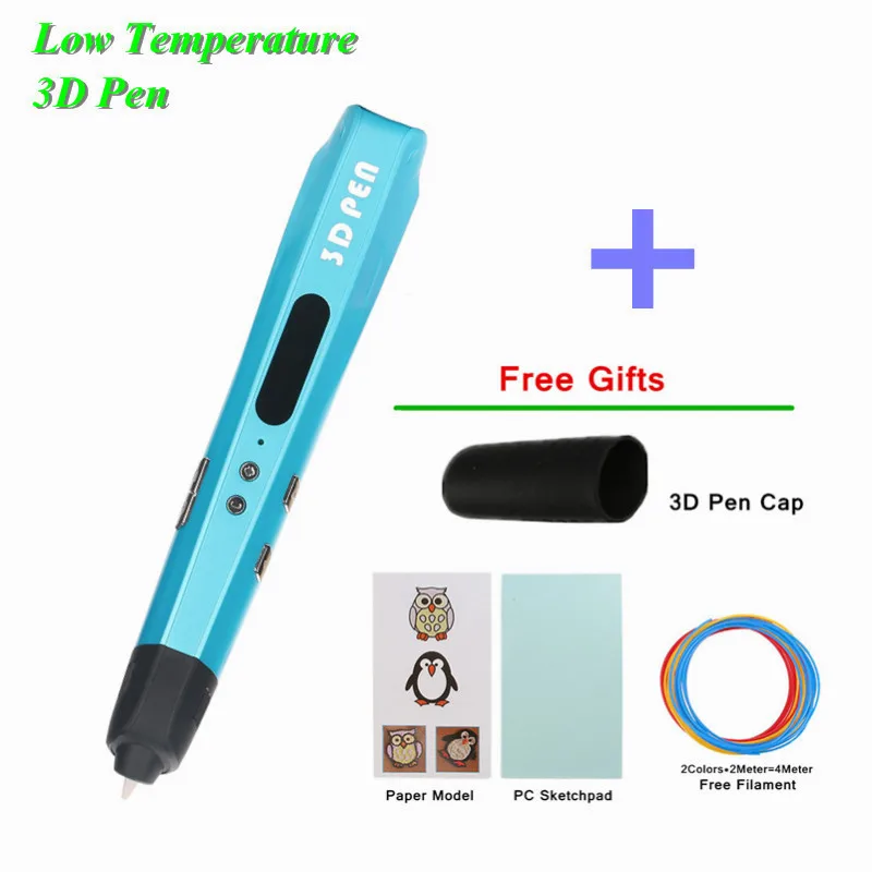 

New 2018 3 Color 1.75mm PCL DIY 3D Printer Pen Low Temperature 3D Painting Pen Birthday Present For Kids 3 D Pen Can Add PCL