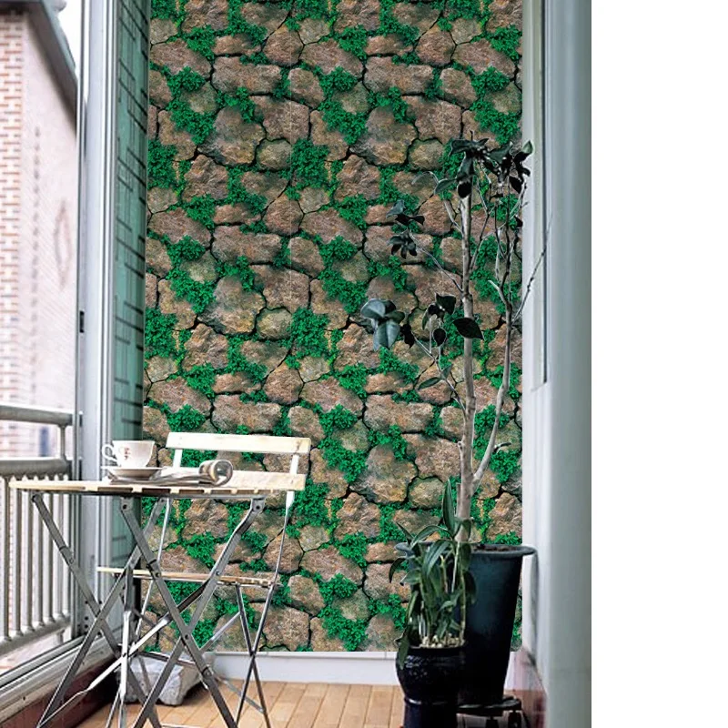 

3D Wall Paper wall brick pattern self-adhesive Brick Stone Moss Rustic Effect Wall Covering Sticker Bedroom Home Decor 45*200cm