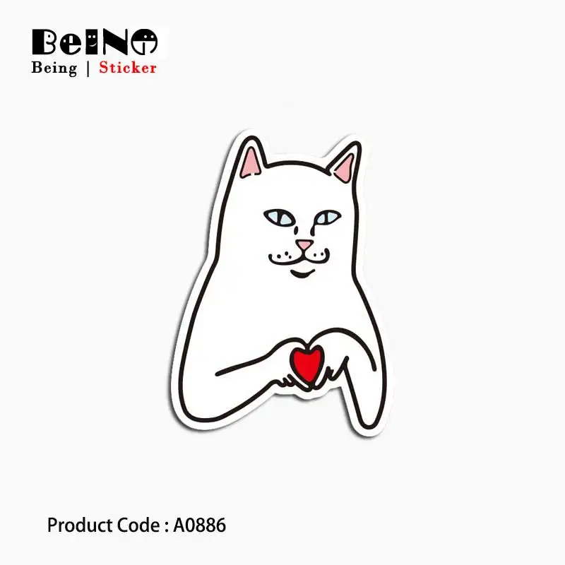 

Funny Cat Spoof Heart Show Love Sticker Sincere Waterproof Suitcase Laptop Guitar Luggage Skateboard Toy Lovely A0886 Stickers