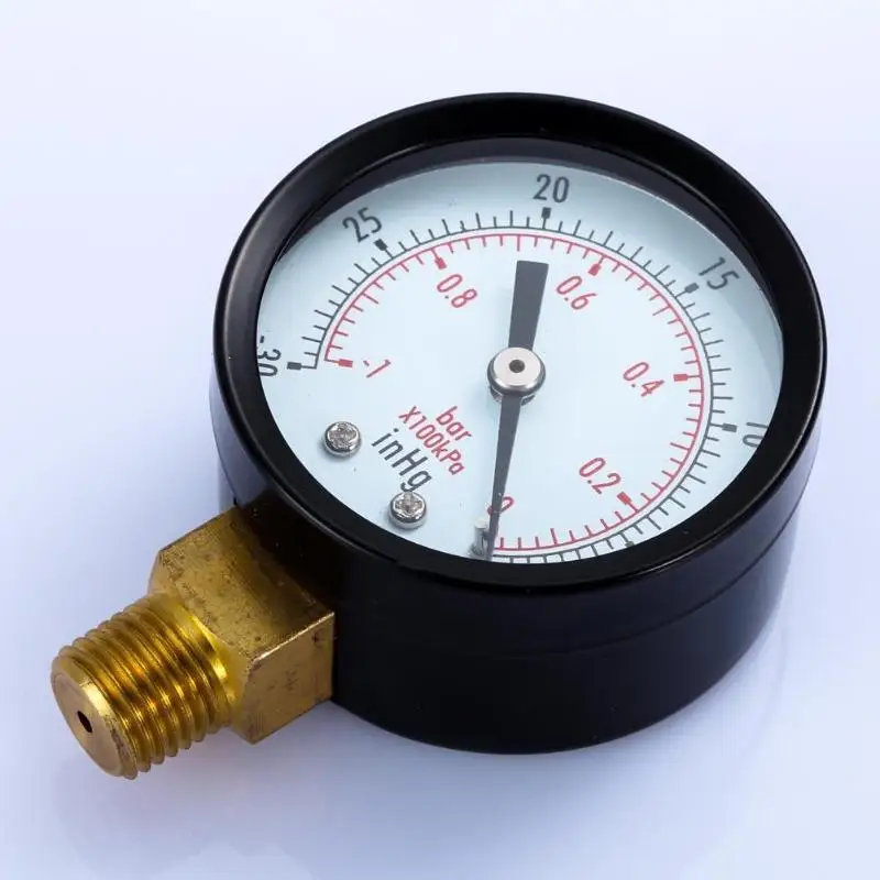 

Dry Utility Vacuum Pressure Gauge Blk.Steel 1/4" NPT Lower Mount -30HG/0PS Utility Pressure Meter Gauge Manometers 2 inch