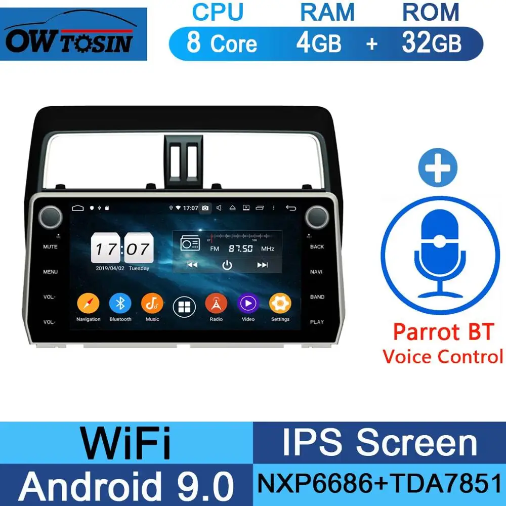 10," ips Android 9,0 8 ядерный 4G+ 64G Автомобильный мультимедийный плеер для Toyota Land Cruiser Prado gps Радио DSP CarPlay Parrot BT - Цвет: 32G Parrot BT