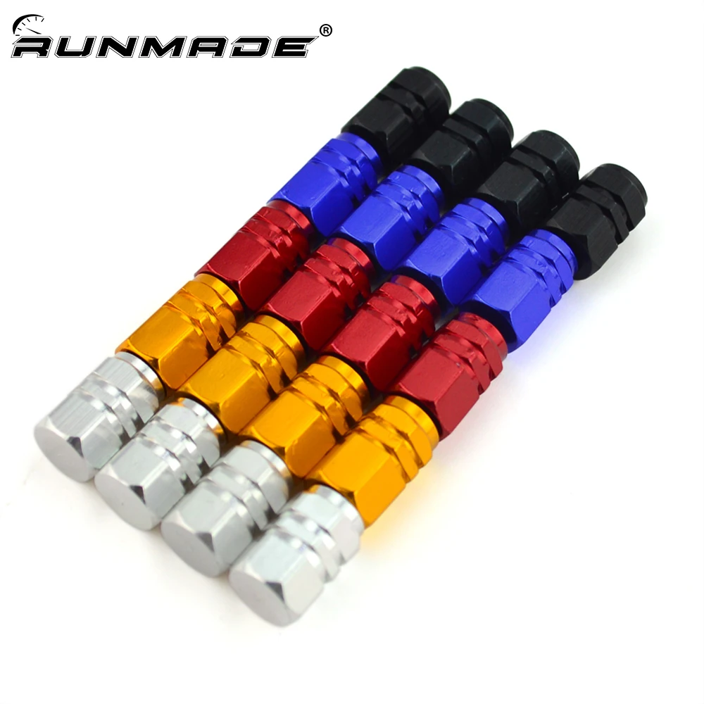 

runmade 4pcs Aluminum Car Tire Valve Stem Caps Air Dust Cover Universal for Cars SUV Bike Trucks and Motorcycles