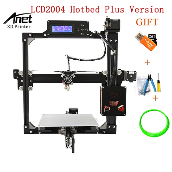 Anet A2 2004 ЖК-дисплей Экран DIY Kit 3D-принтеры с широкоформатной печати Размеры очаг плюс версия Авто-выравнивание версия 1 кг нити - Цвет: LCD2004 Hotbed Plus