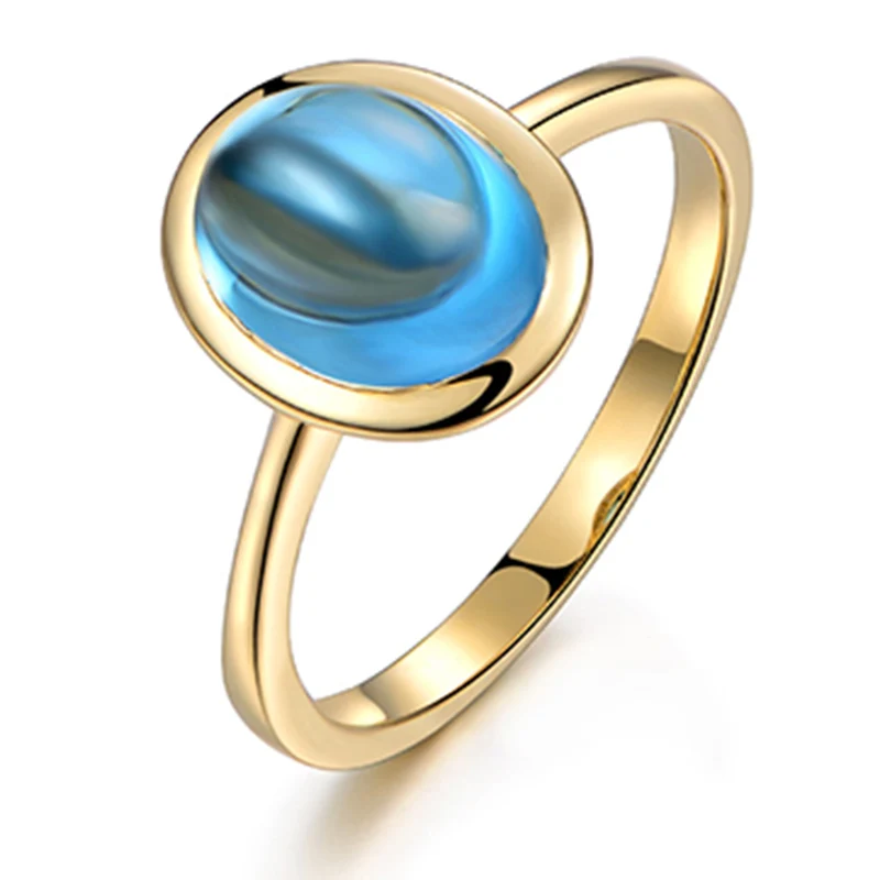 topaz ring 18k gold plain ring 