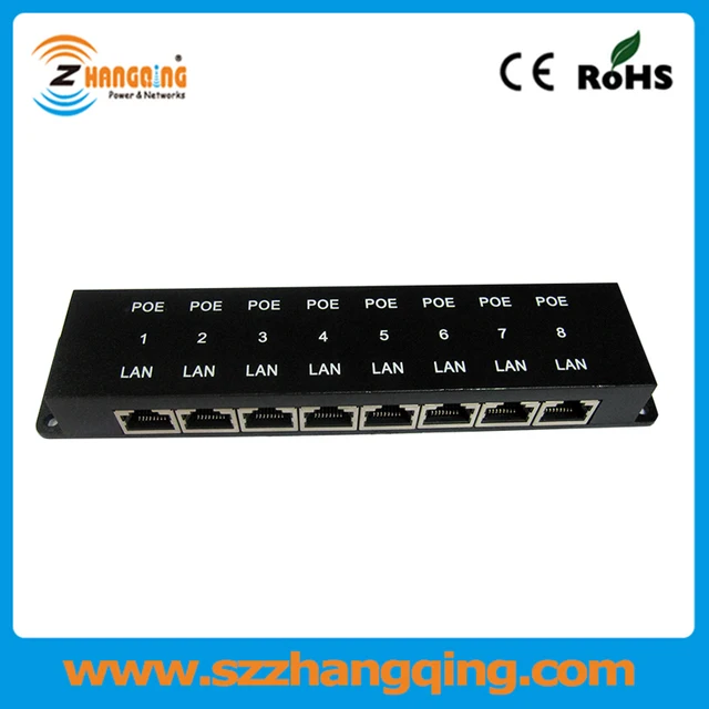 8 Port Wall Mountable Network Patch panel PoE midspan injectors for