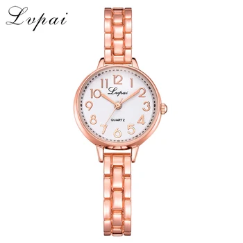 

Fashion Women Watches Luxury Bracelet Quartz Wristwatch Lvpai Brand Watches Gold Steel Straps Lady Dress Clock Wrist