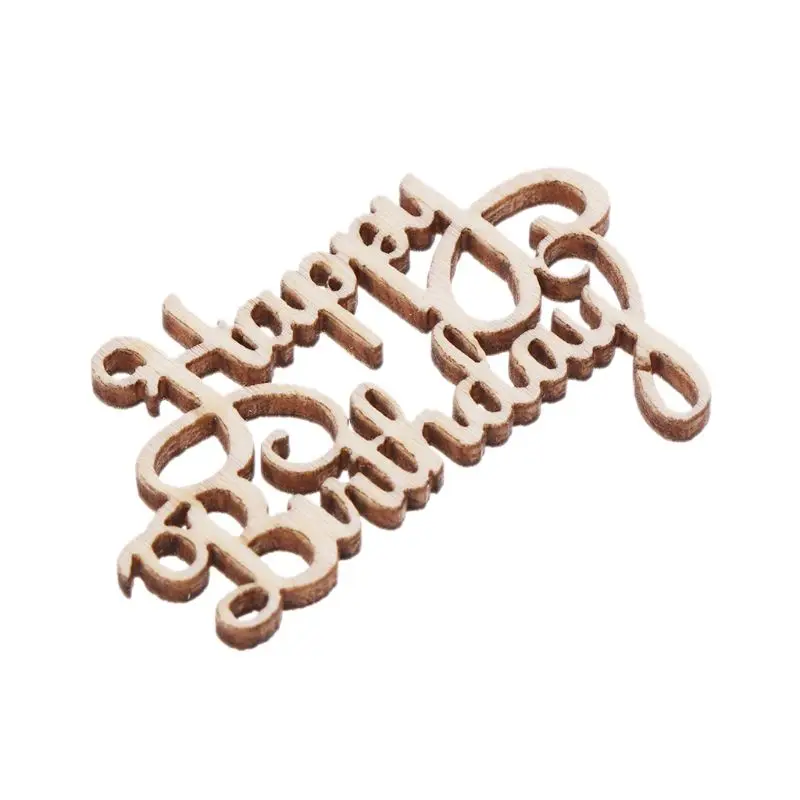 15Pcs Wooden Happy Bithday Table Confetti Scatter Vintage Rustic Party Decor Craft Scrapbook Decorations