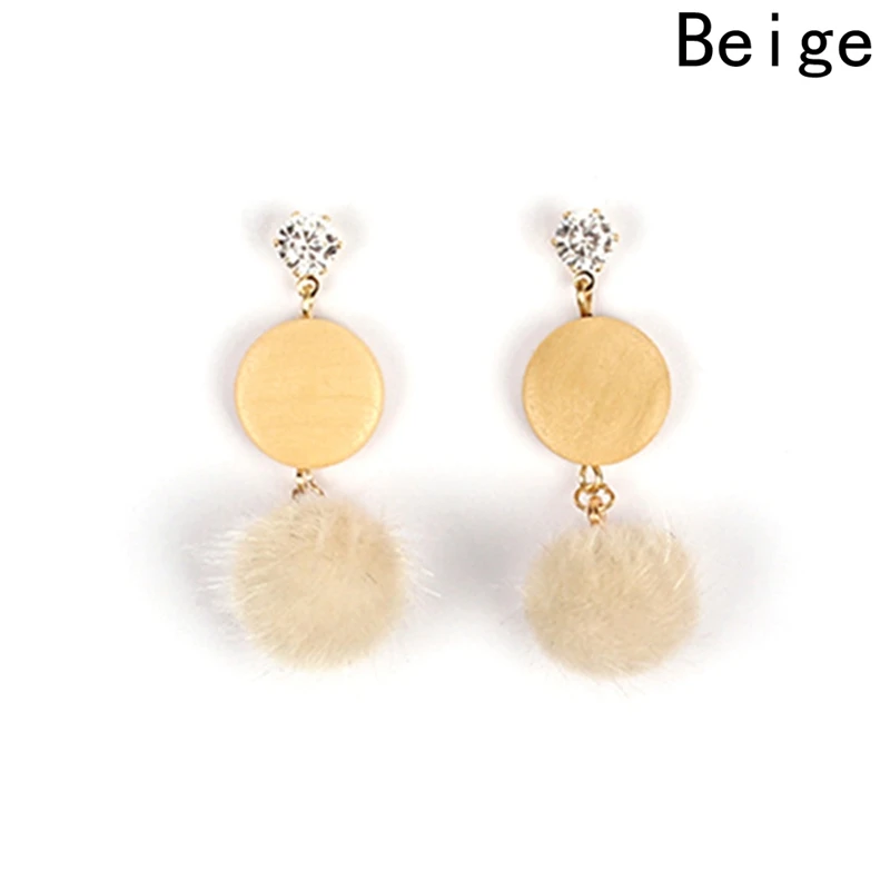 Новая мода Fine Jewelry волос плюшевый мяч серьги деревянные для Для женщин