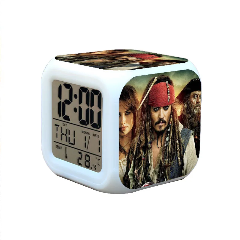

Snooze LED Alarm Clock Pirates of the Caribbean Digital Clocks Temperature/Date/Calendars Display Night Light Watch For Bedroom