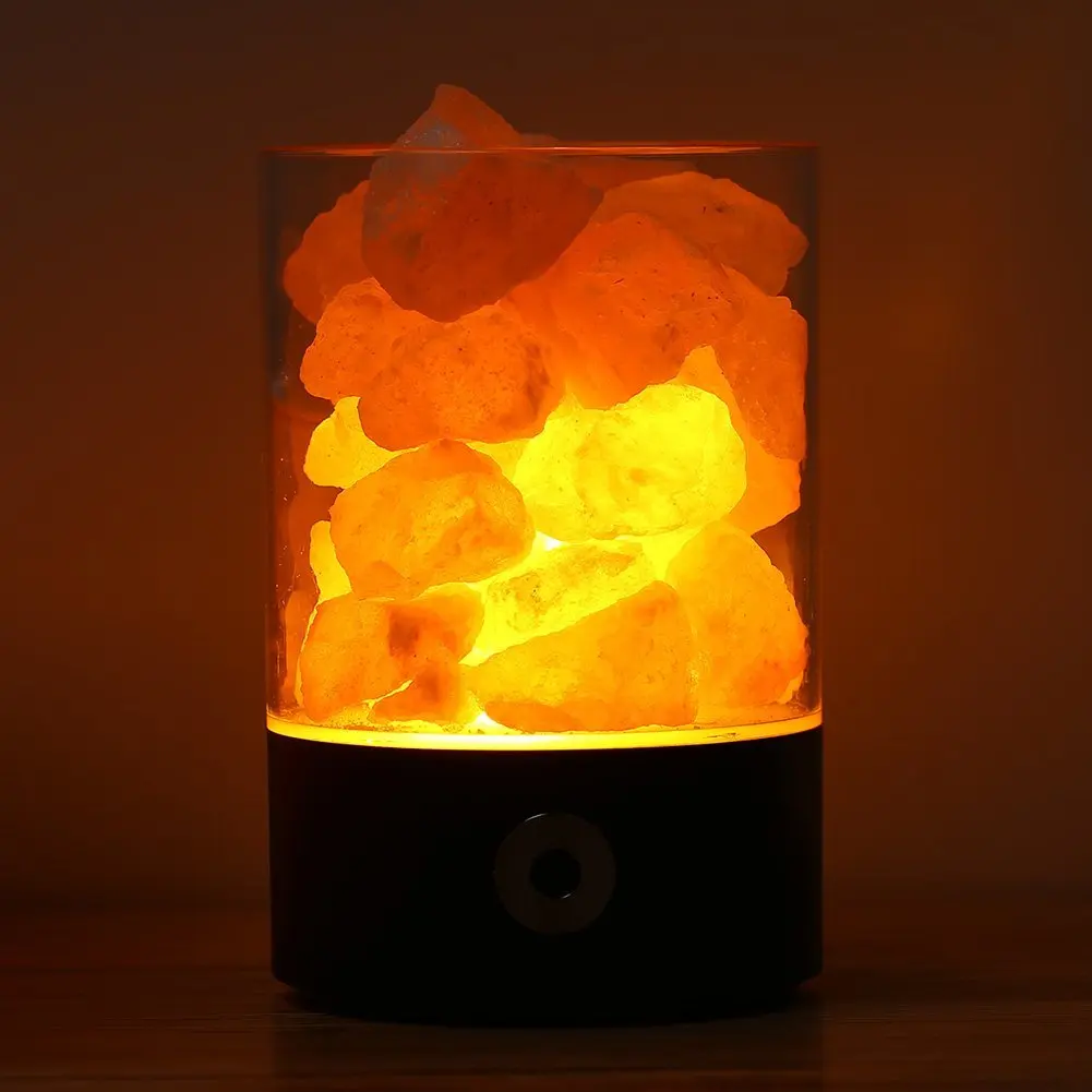  USB Real Himalayas Salt Crystal Rock Lamp Good for Health Small Mineral Negative Ionic Stone Lava S - 32889151021