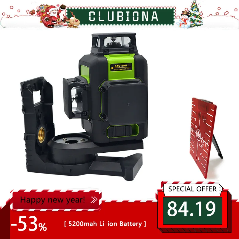 Clubiona 3D 12RC 12 líneas de nivel láser con batería de 5200 mah y Horizontal y Vertical de las líneas de trabajo por separado láser rojo haz las líneas - 1