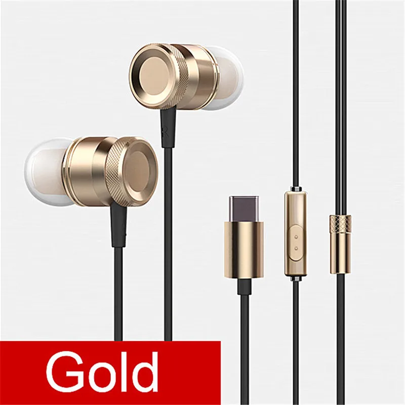 

USB Type-C In-Ear Earphones Wired Earplugs for C-type Interface MetalHeadphones mp3 mp4 Smart Device In-Ear