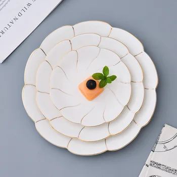 

Dinner Plate Flat Tray Steak Dish Platos Ceramic Spaghetti Dish Cake Plate Tray Nordic Breakfast Simple Assiette Round Dish 1pcs