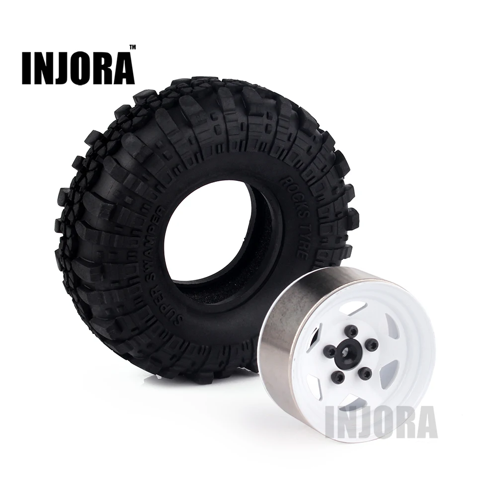 

4PCS 1.9" Rubber Tyre / Wheel Tires & Metal Wheel Rim for RC Rock Crawler Axial SCX10 90046 90047 D90 D110