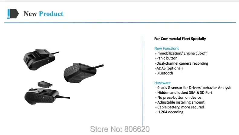 JC200 3G Smart Car GPS Tracking Dashcam with Dual Camera Recording & SOS Live Video View by Free Mobile APP for Commercial Fleet_New