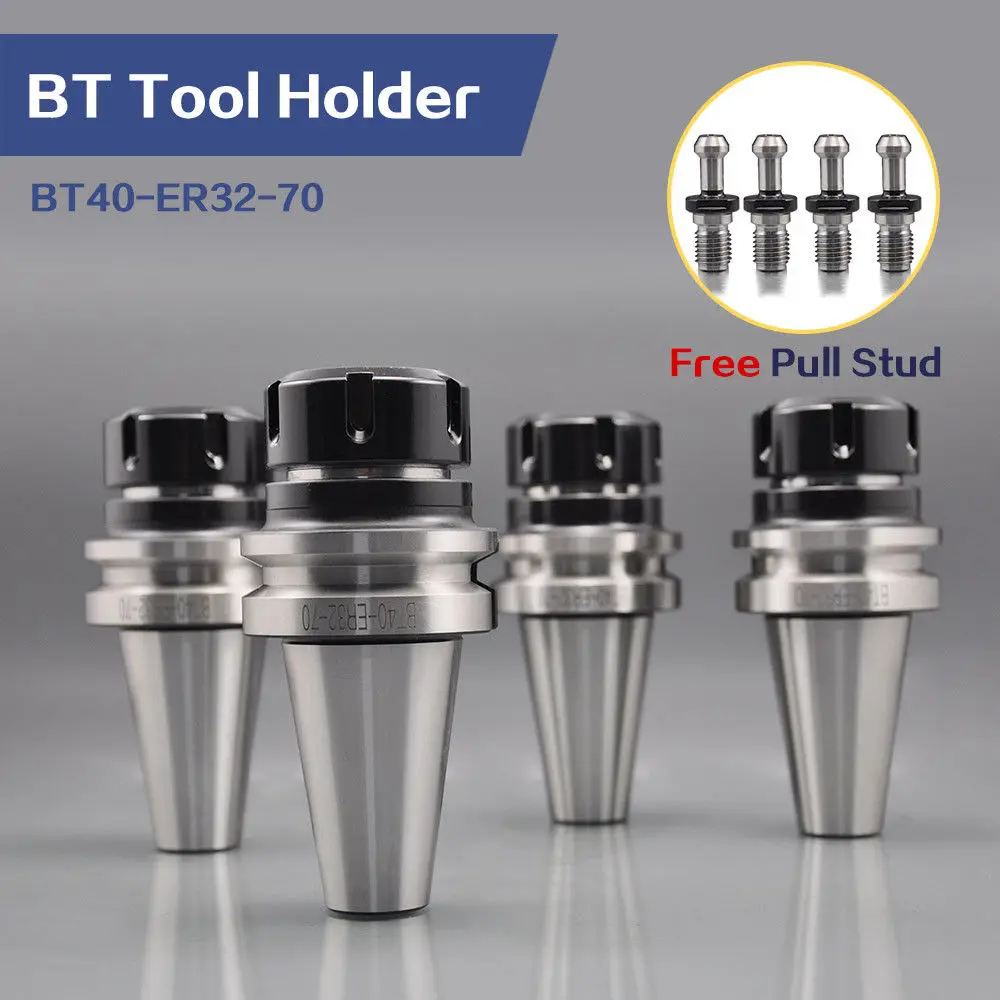 

4pcs BT40-ER32-70 collet chuck lathe tool holder with free pull studs