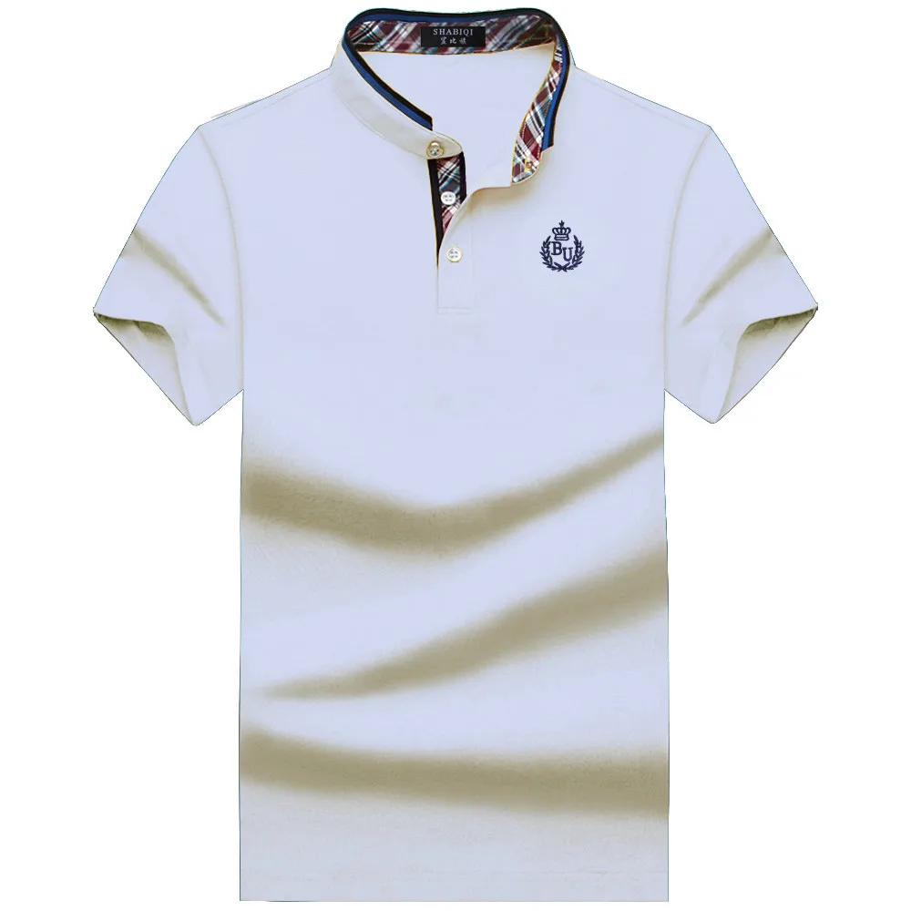 SHABIQI новая брендовая мужская рубашка, Мужская рубашка поло, мужская рубашка поло с коротким рукавом и стоячим воротником, дизайнерская рубашка поло 6XL 7XL 8XL 9XL 10XL - Цвет: white