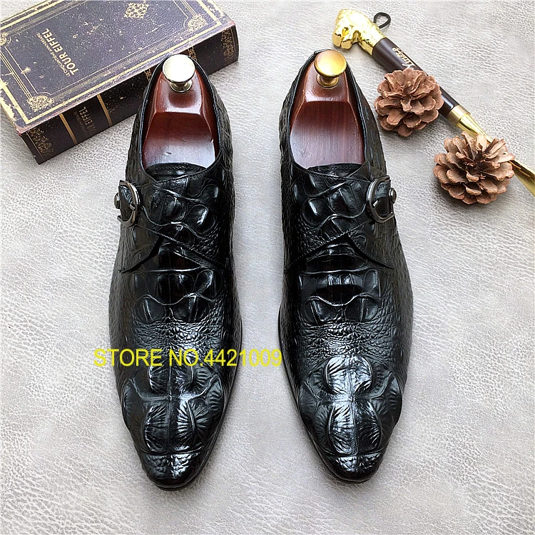 

Buckles Embossed Leather Slip On Mens Italy Derby Oxfords 2018 Black Wine Spring Autumn Italian Single Leather Oxfords Shoes