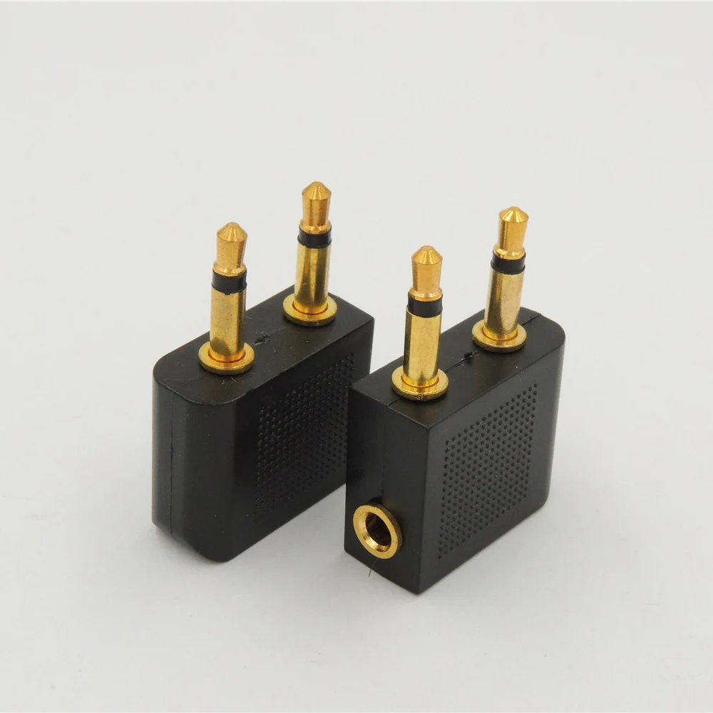 20pcs Gold plated 3 5 mm to 3 5 mm 2 Airplane Headphone audio Adapter